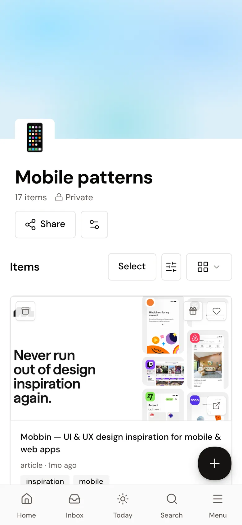 A collection of mobile design patterns on a phone