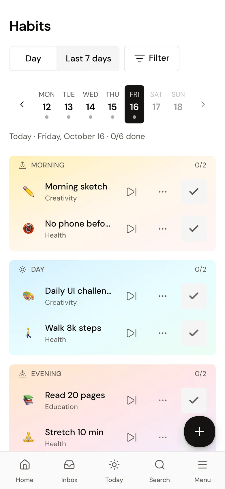 Habits on a phone