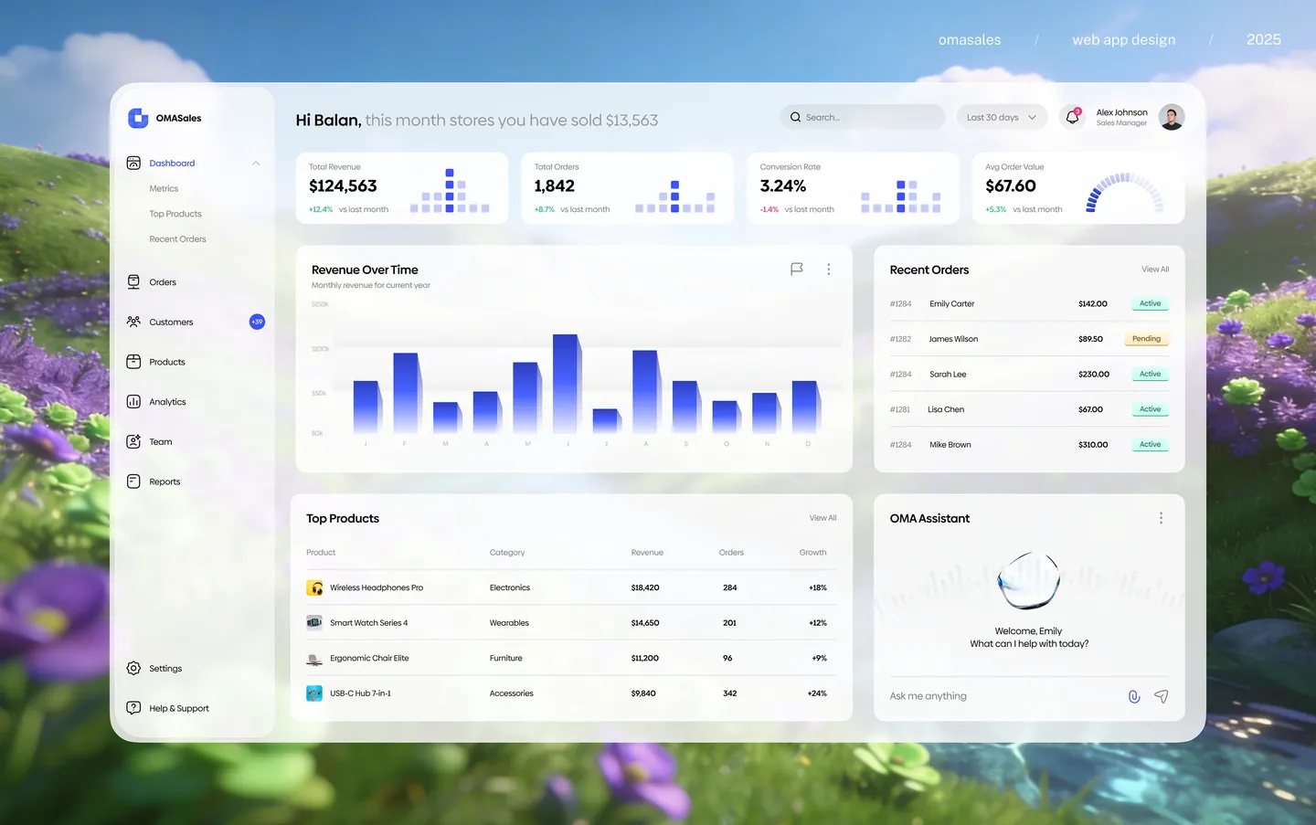 OMA Sales: screens from the project
