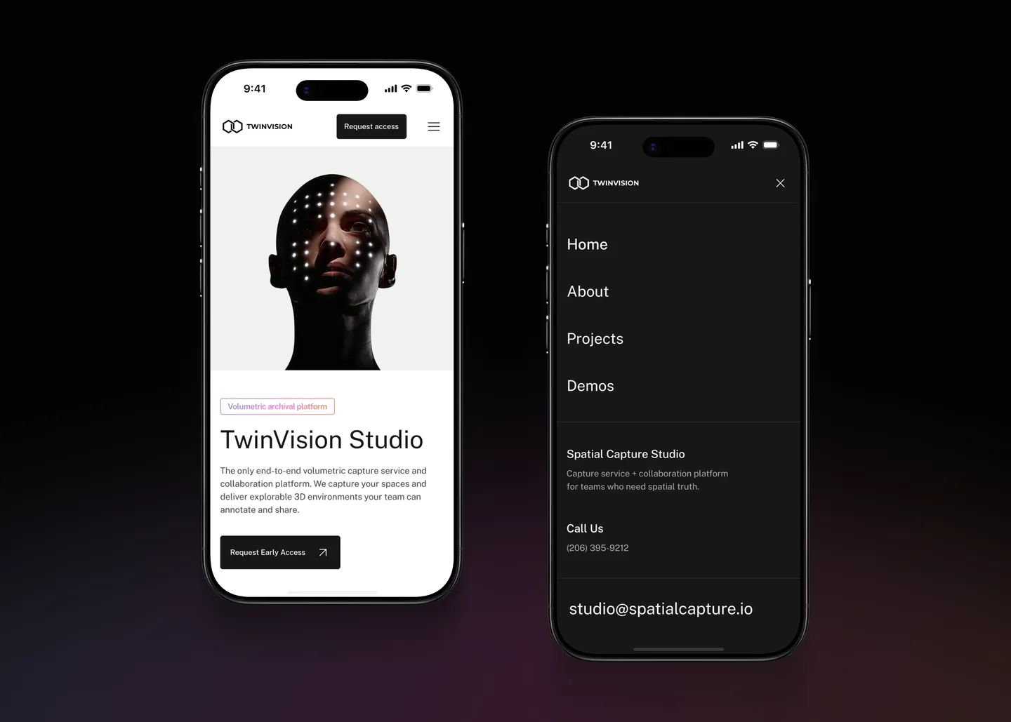 TwinVision Studio: screens from the project
