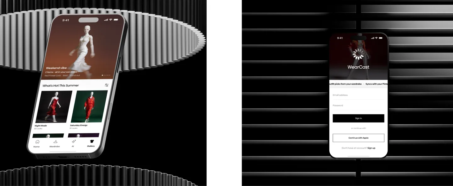 WearCast: screens from the project